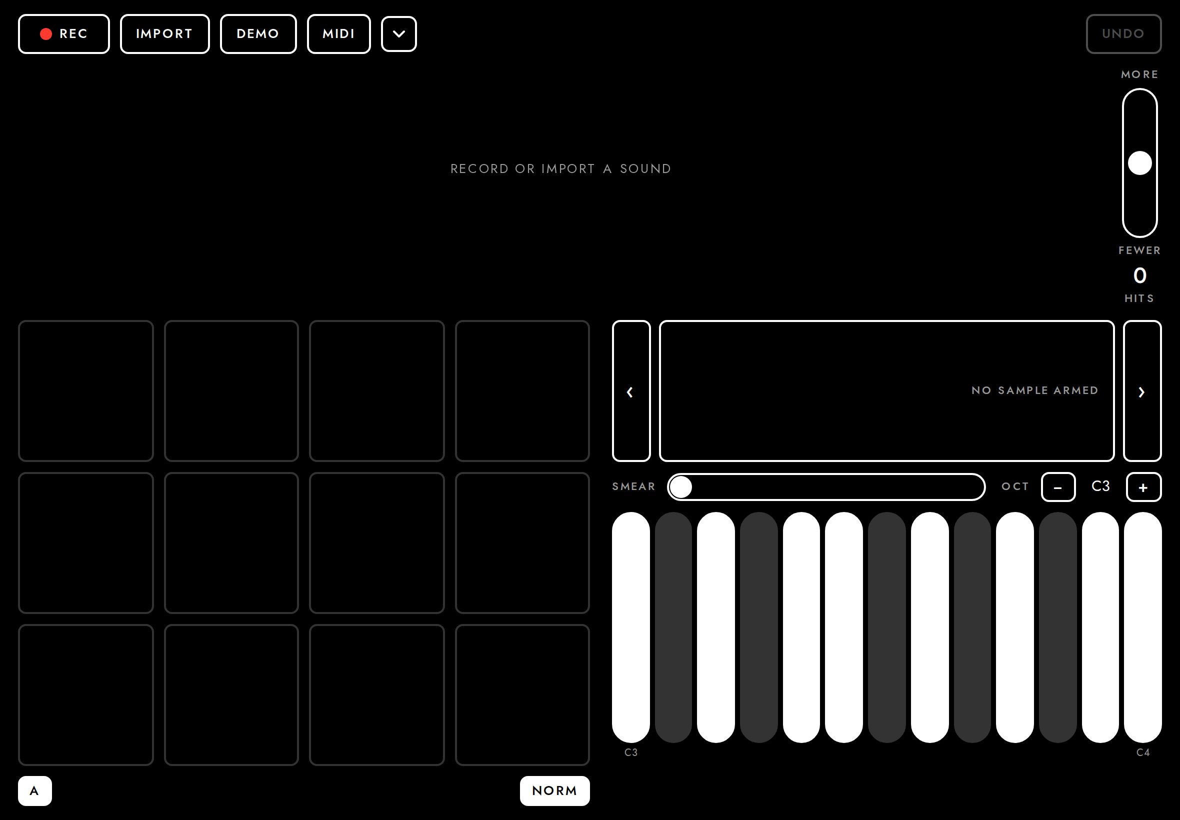 Empty session on an iPad Air in landscape (1180×820 pt).