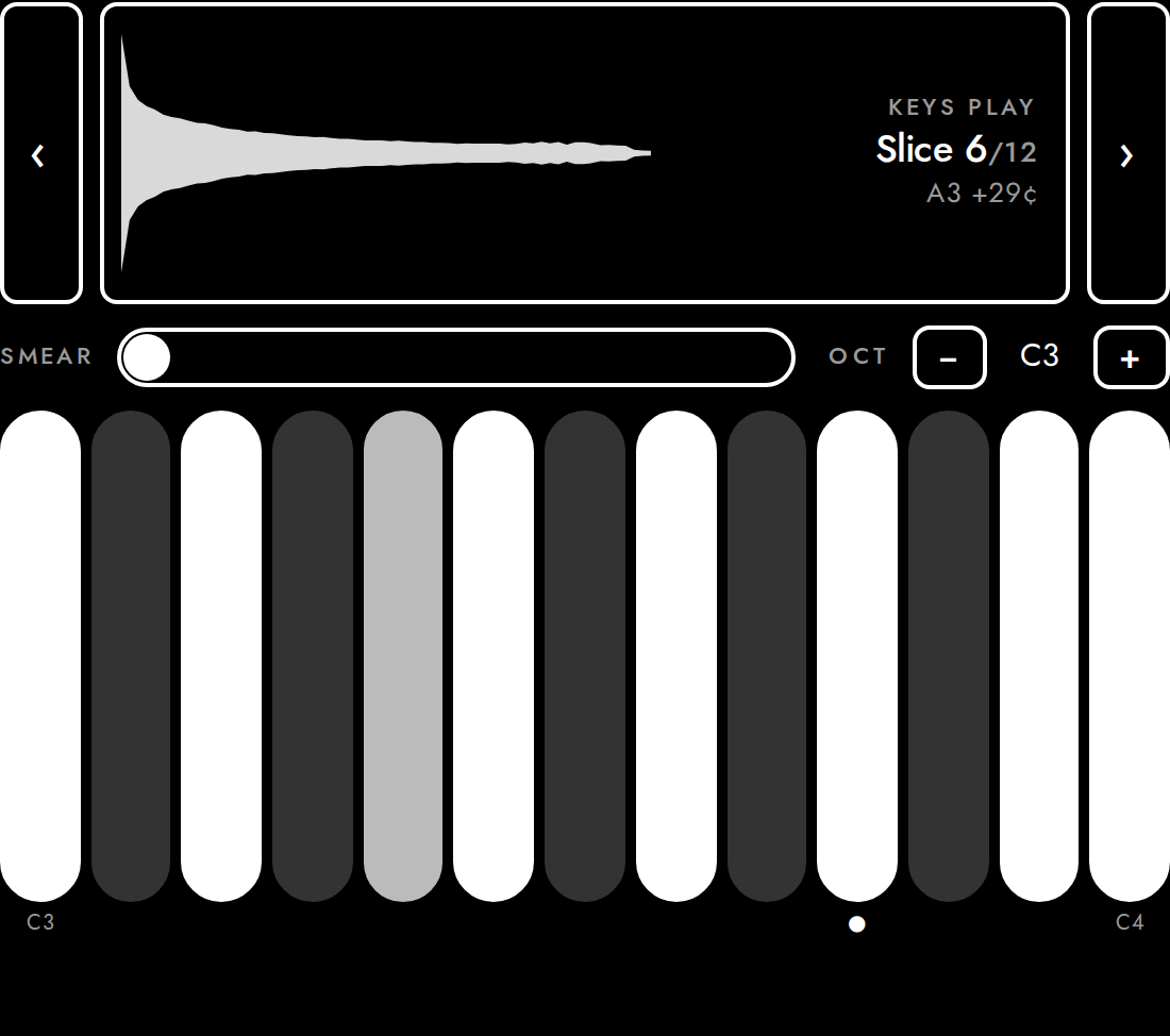 A MIDI note (ch 7, note 52) held on the keys