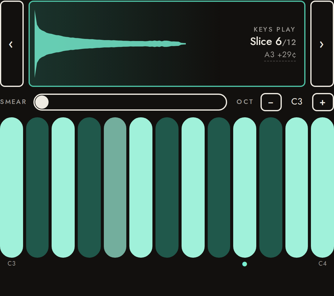 A MIDI note (ch 7, note 52) held on the keys
