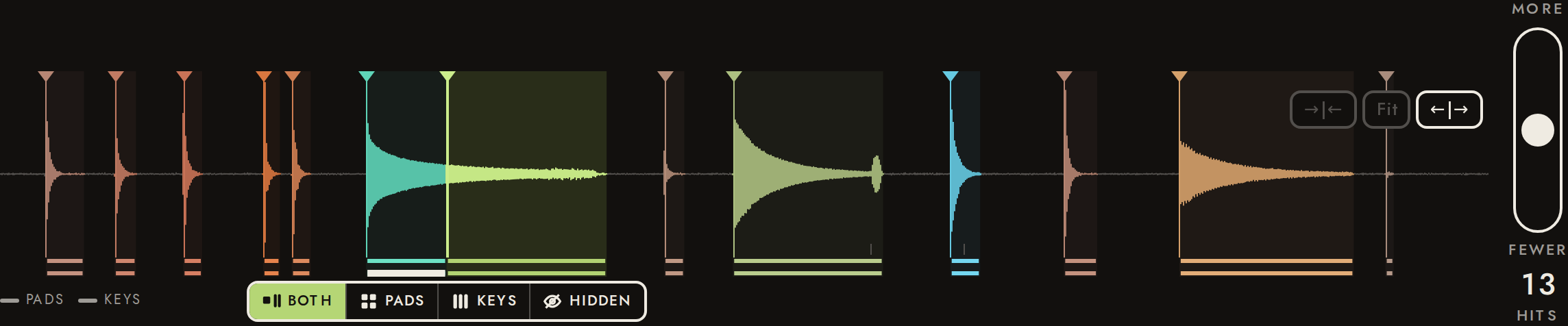 A transient added by long-press at 3.9 s, inside the ringing pluck.