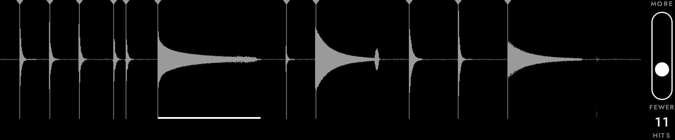 Sensitivity below the default: the weakest hit drops out.