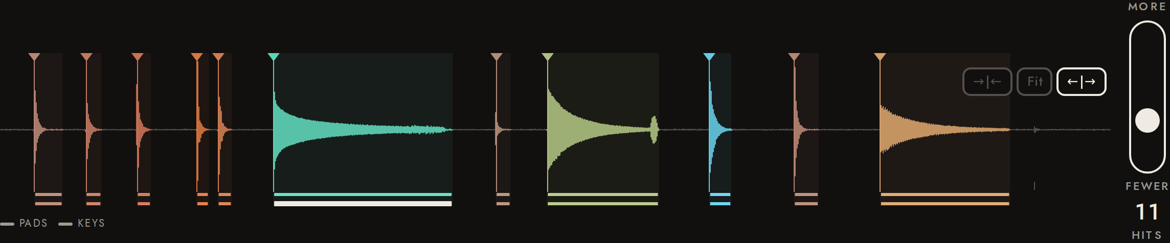 Sensitivity below the default: the weakest hit drops out.