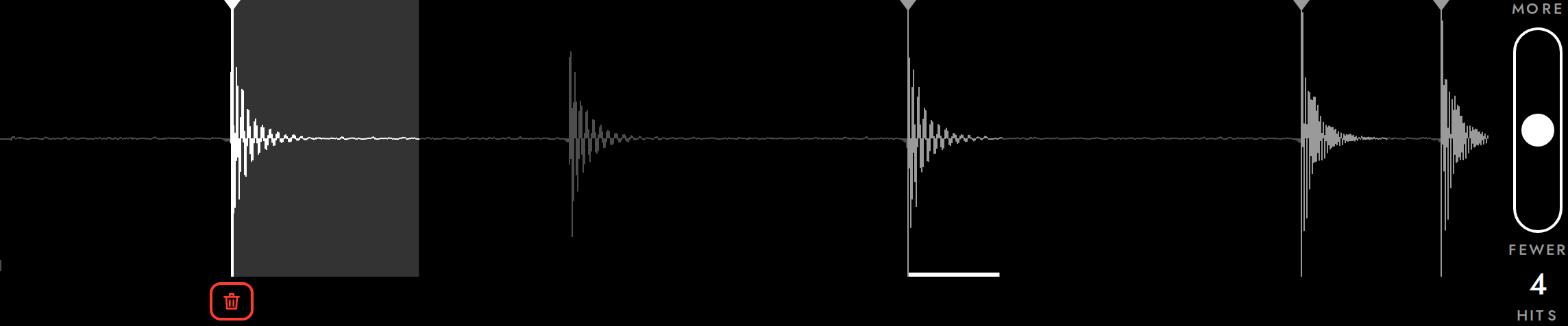 The recorded take after a reload: the deleted hit stays deleted.