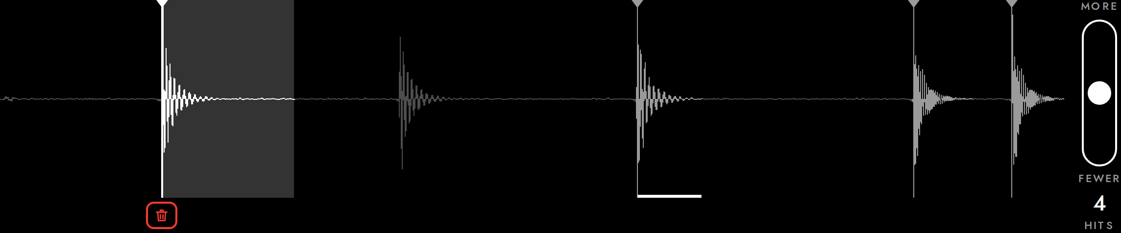 The recorded take after a reload: the deleted hit stays deleted.