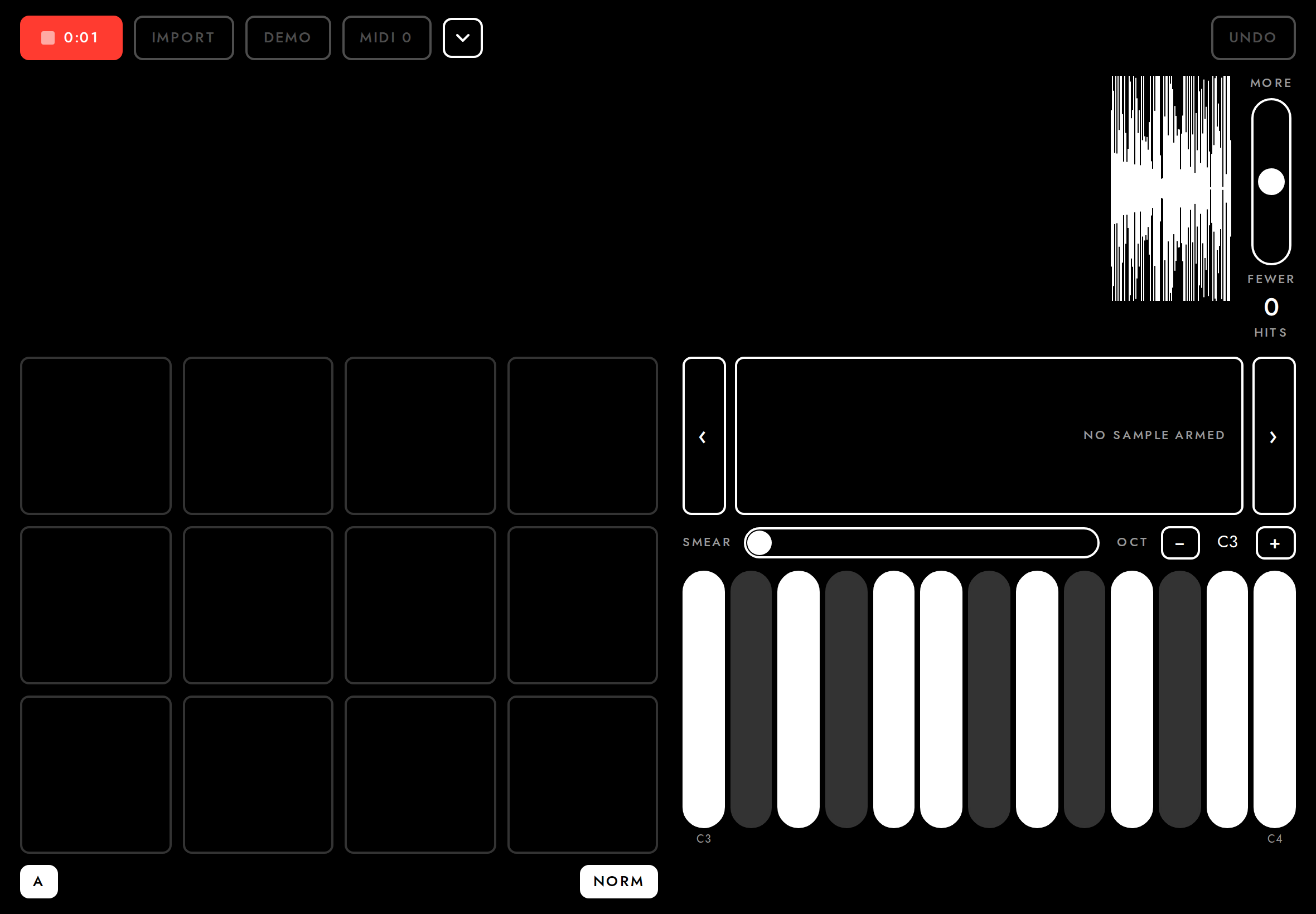 Recording natively: live peaks from the app.