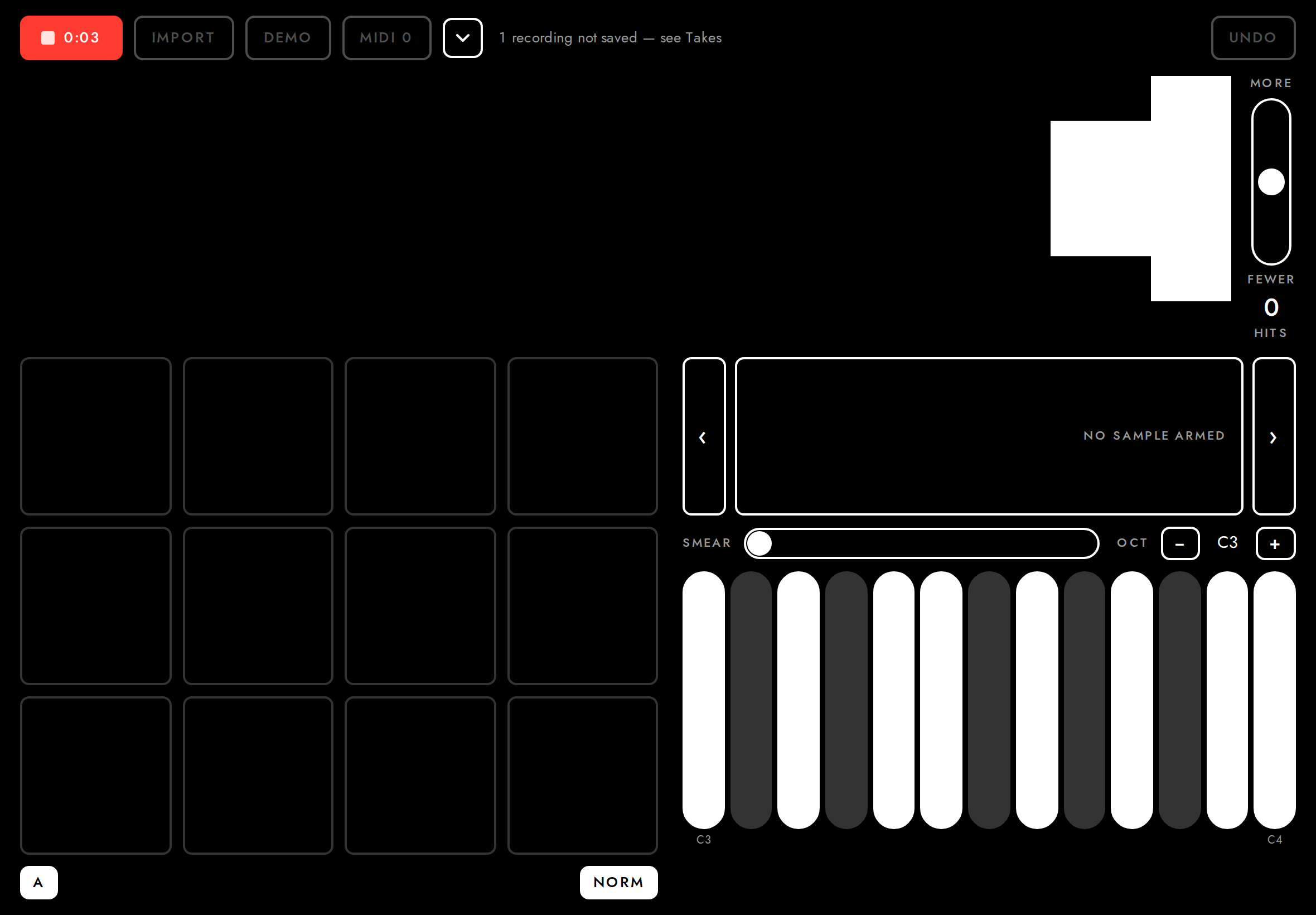 A page that loads mid-recording shows the recording running.