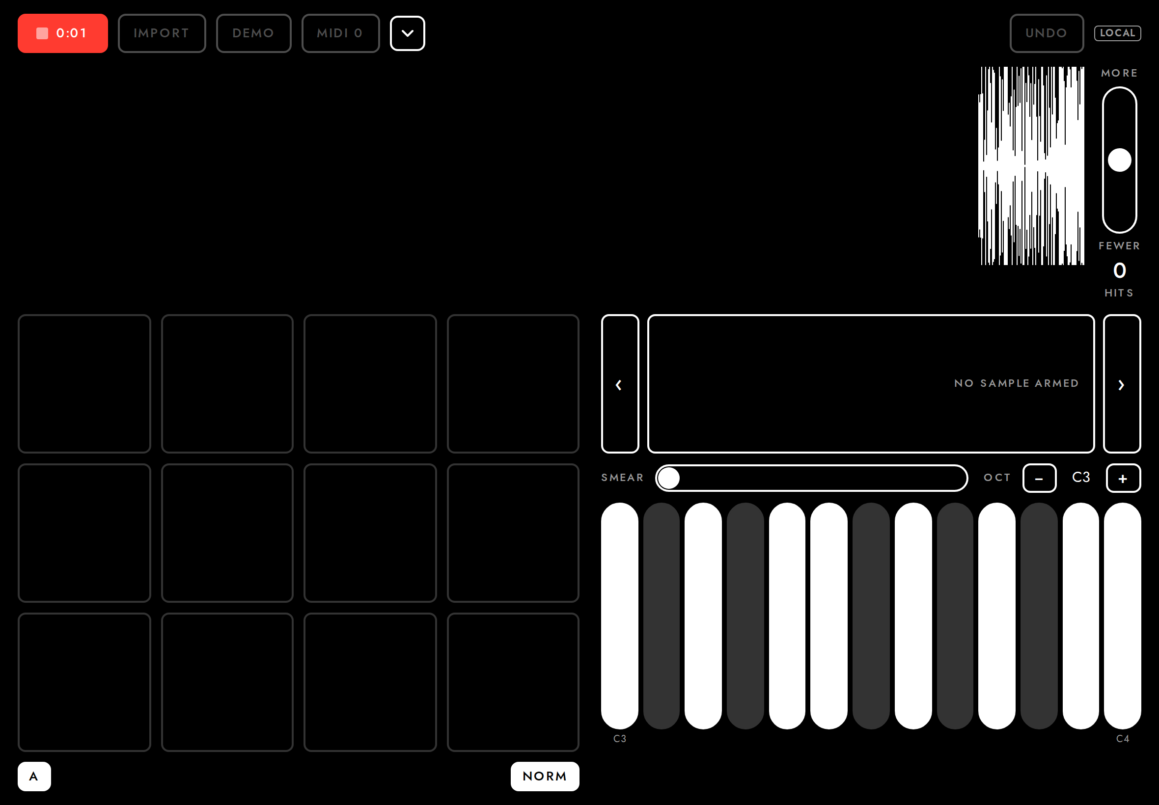 Recording natively: live peaks from the app.