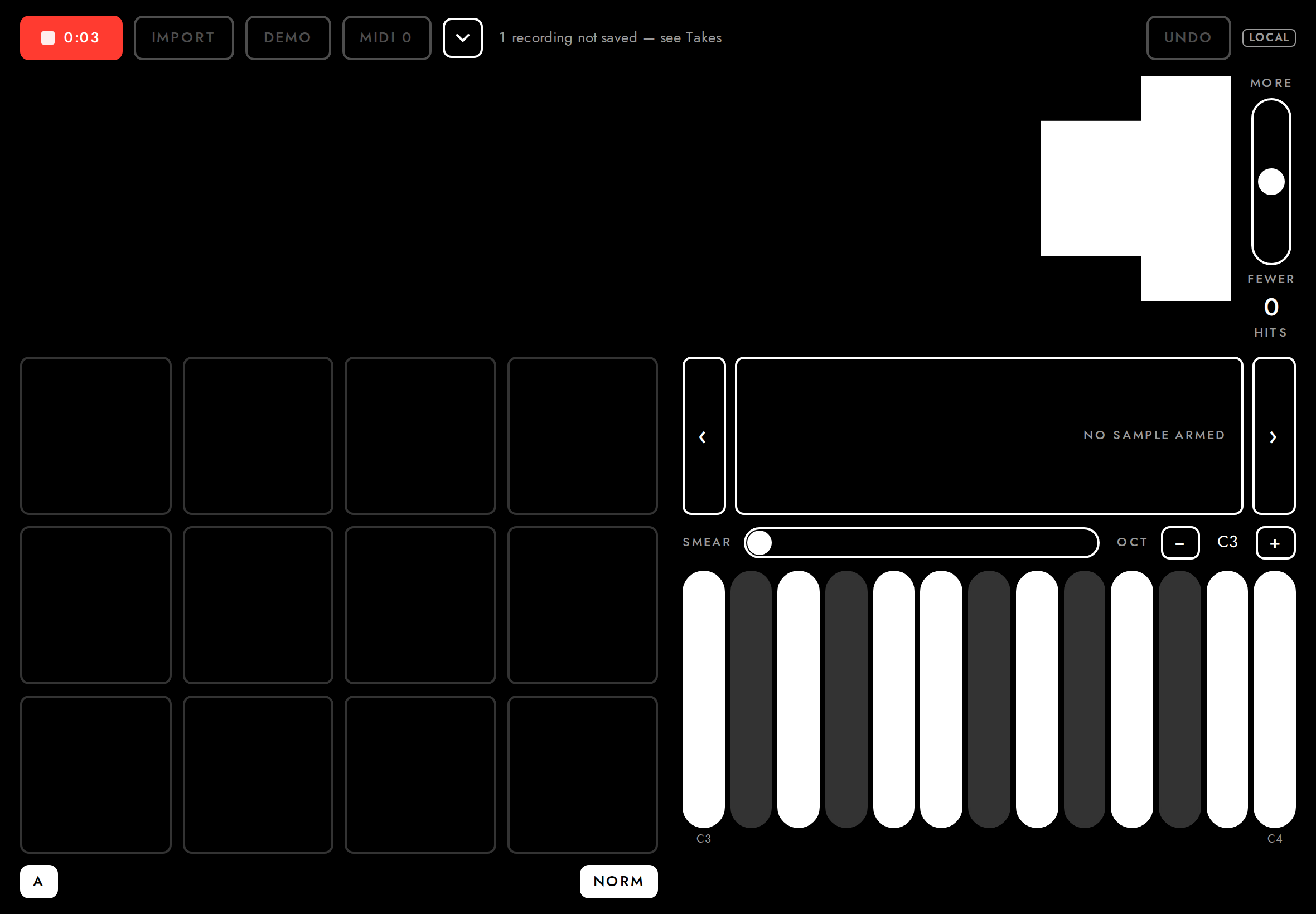 A page that loads mid-recording shows the recording running.