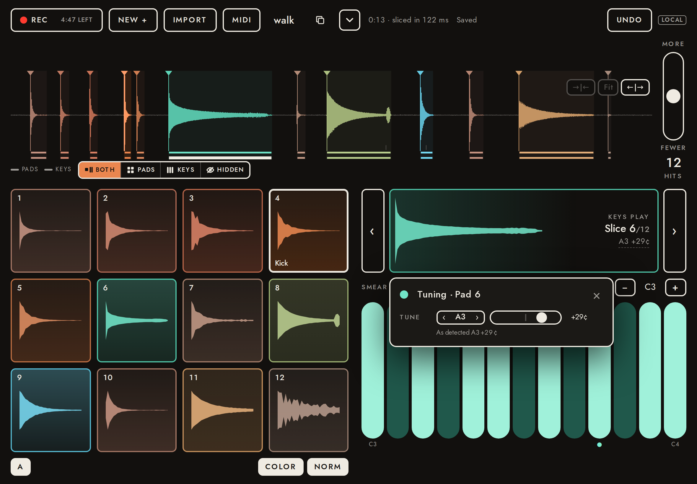 The root note tapped: tuning alone.