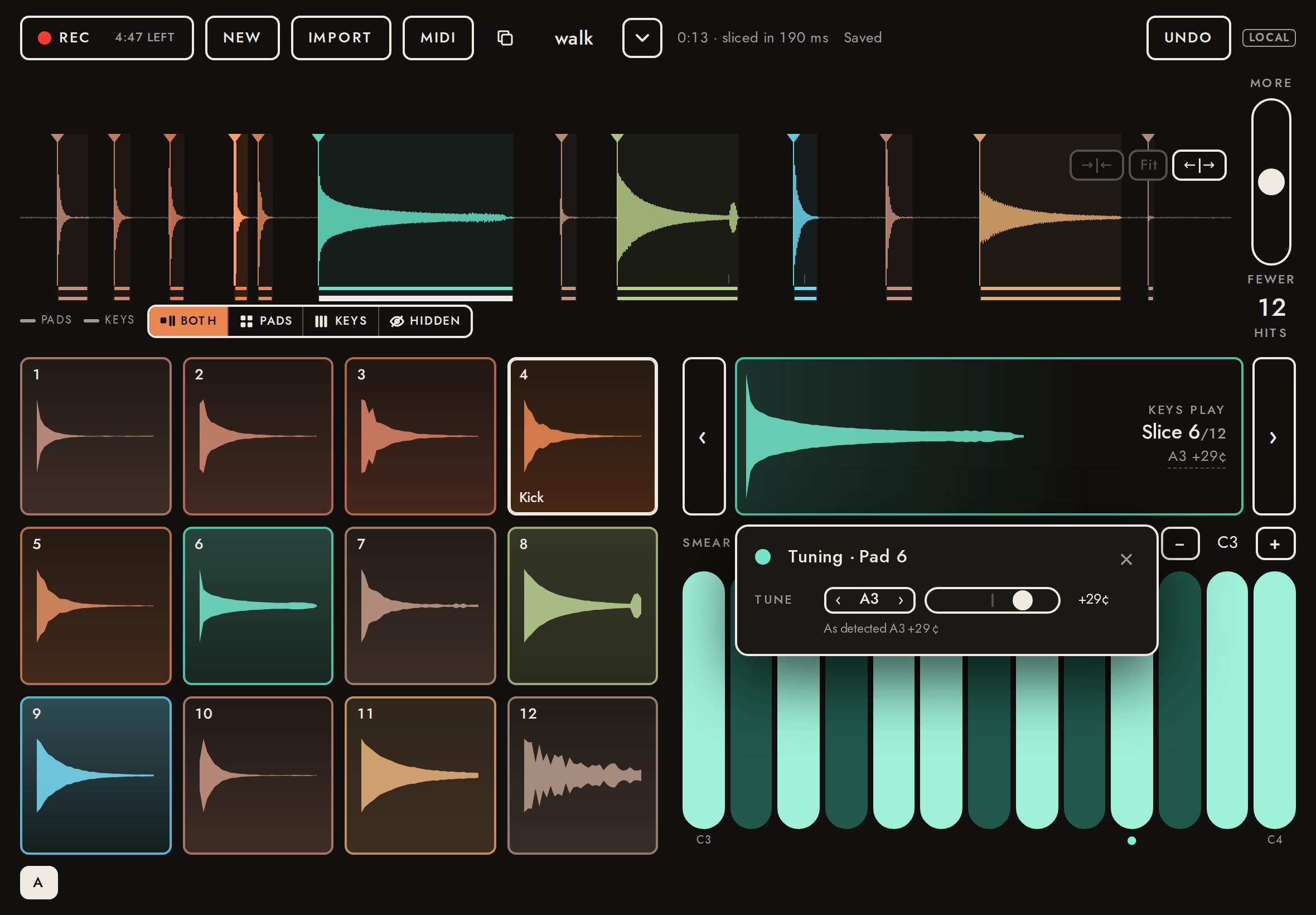The root note tapped: tuning alone.