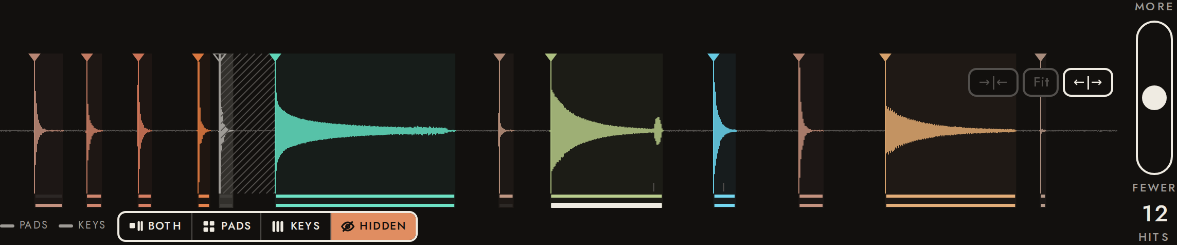 A hidden slice: hatched, faded, off both lanes.