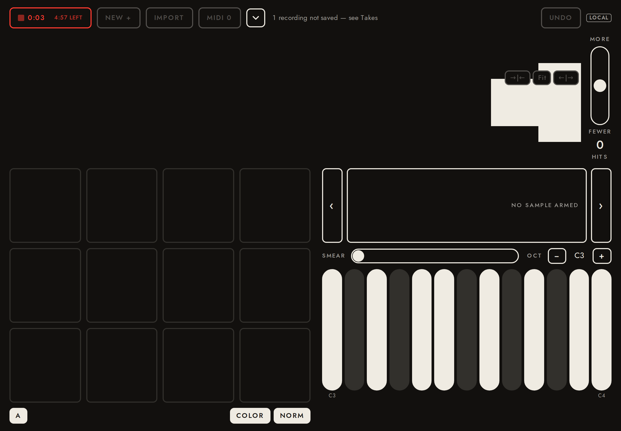 A page that loads mid-recording shows the recording running.