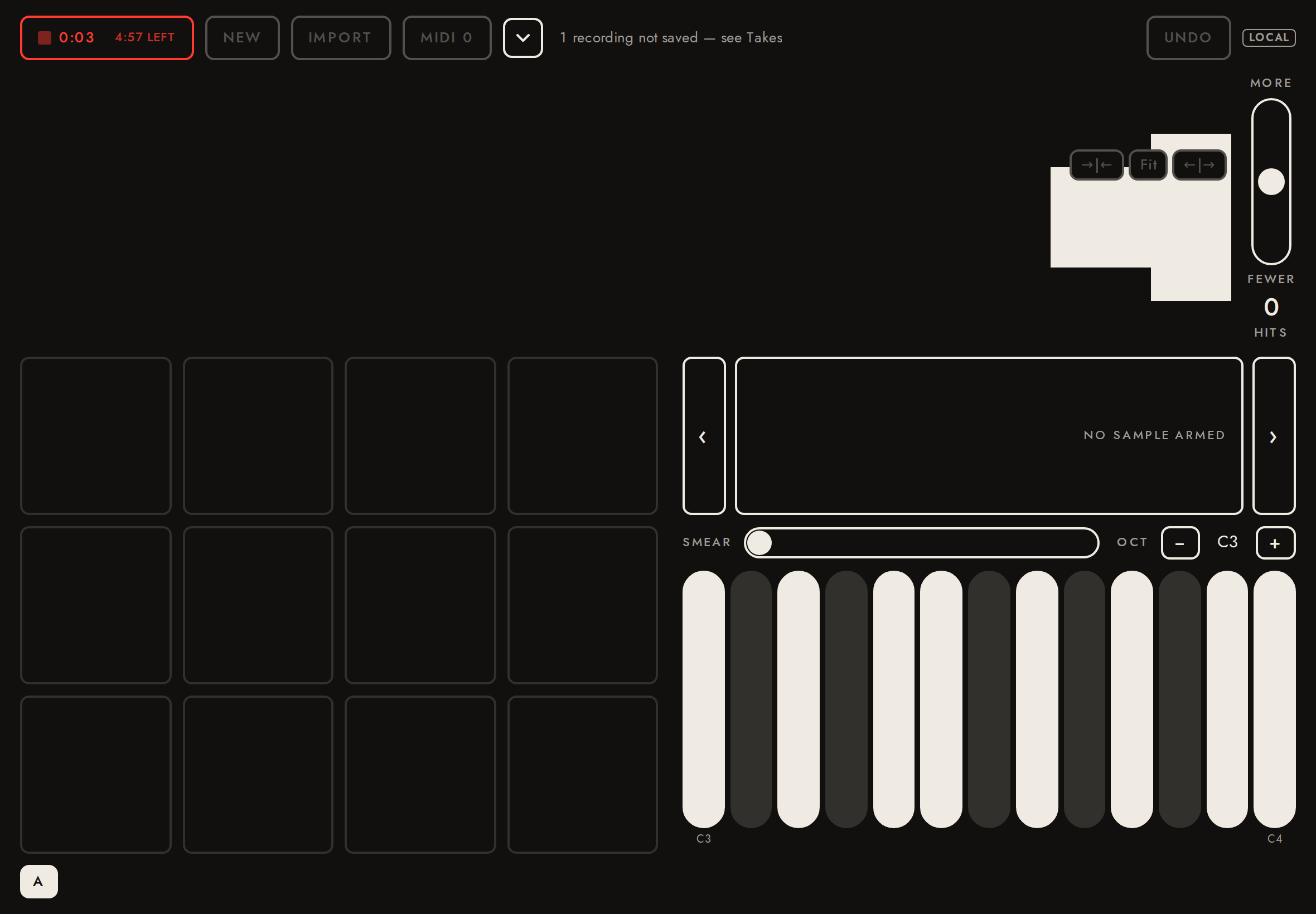 A page that loads mid-recording shows the recording running.